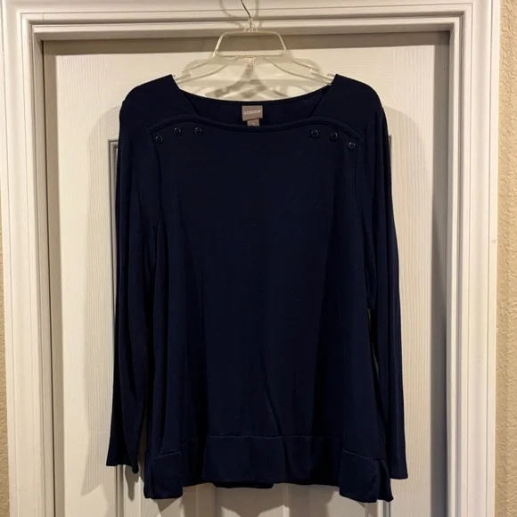 Chico's Dark Blue Long Sleeve Top size 2 L/XL like new - Picture 3 of 6